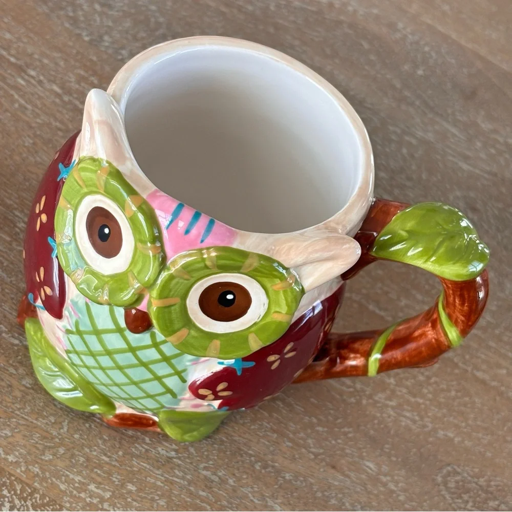 Pier 1 Imports Olli The Owl Ceramic Mug Large Painted 16 oz.